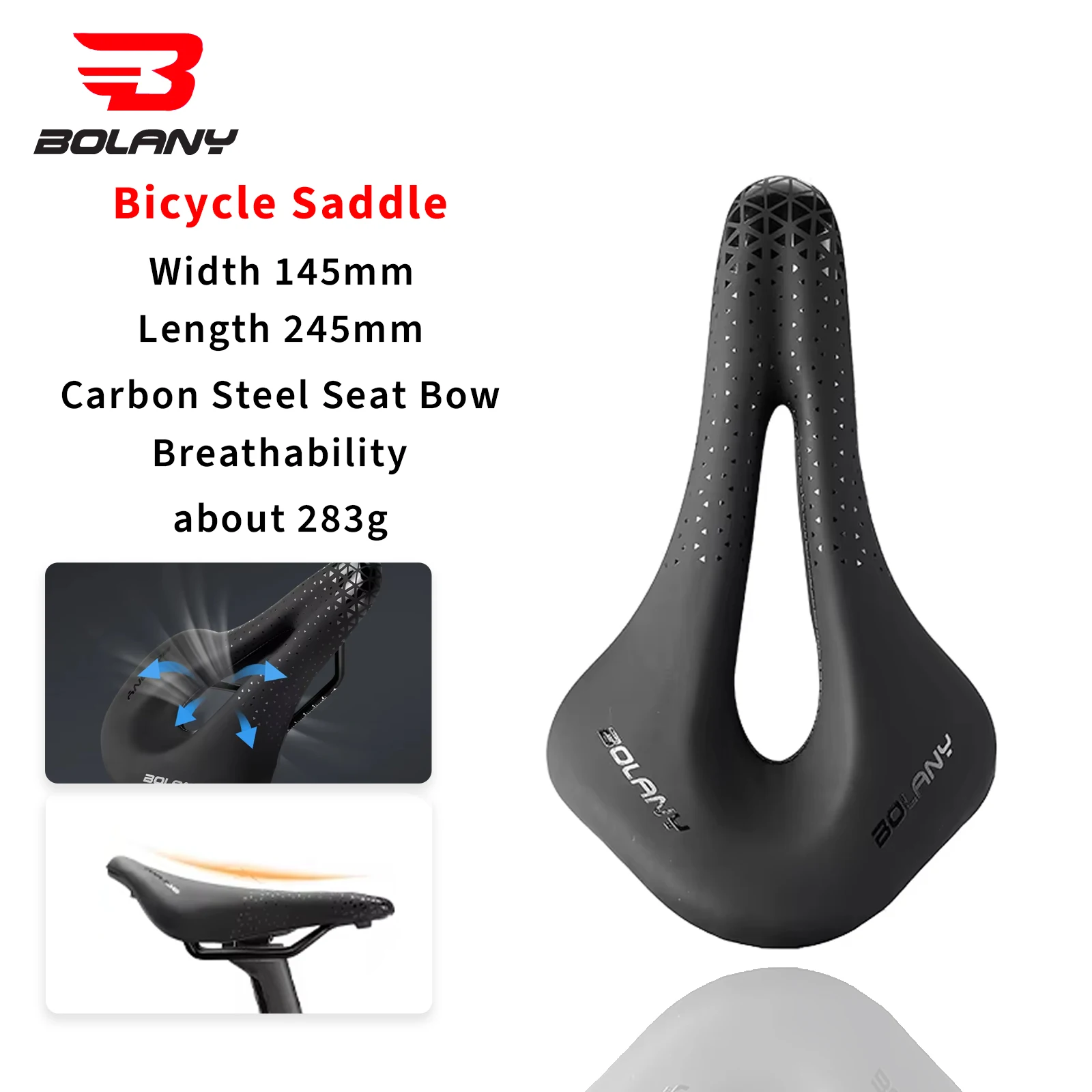 

BOLANY Bicycle Saddle MTB Bicycle Seat Ultra-light BreathableHollow Gel Cycling Comfortable Shockproof Seat Road Bike Parts