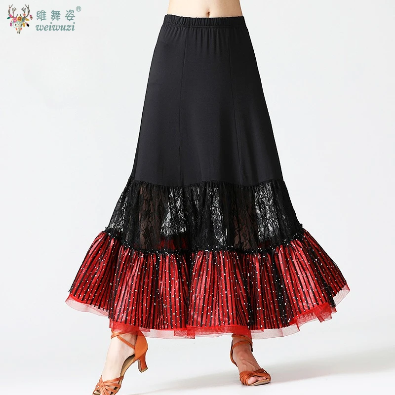 Fashion Modern Dance Skirt Long Ruffle Ballroom Skirts Flamenco Dance Costume Spanish Flamenco Dress Waltz Large Swing Skirt