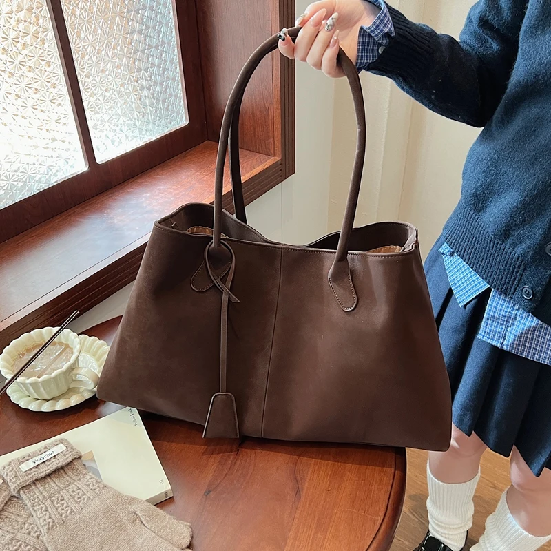 المرأة بولي Vintage خمر حقيبة حمل عادية سعة كبيرة حقيبة كتف حقيبة ريترو مقبض علوي حقيبة للعمل التسوق السفر #2