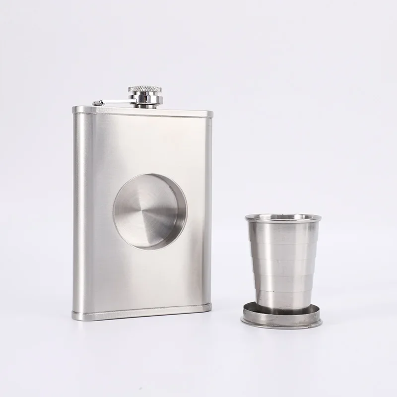 8 Oz Set Hip Flask Foldable Cup Stainless Steel Whiskey Vodka Wine Bottle Outdoor Alcohol Pot Bridesmaid Gift