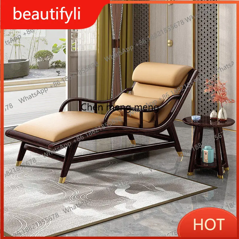 

A139 New Chinese-style solid wood recliner, concubine collapse balcony, living room leisure chair Arhat bed recliner