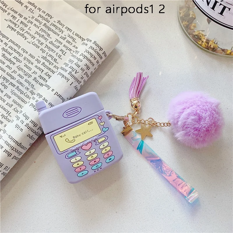 Bonito 3D Silicone Case para Apple Fone de ouvido, Kawaii Soft Protection Cover, 1, 2 fone de ouvido sem fio