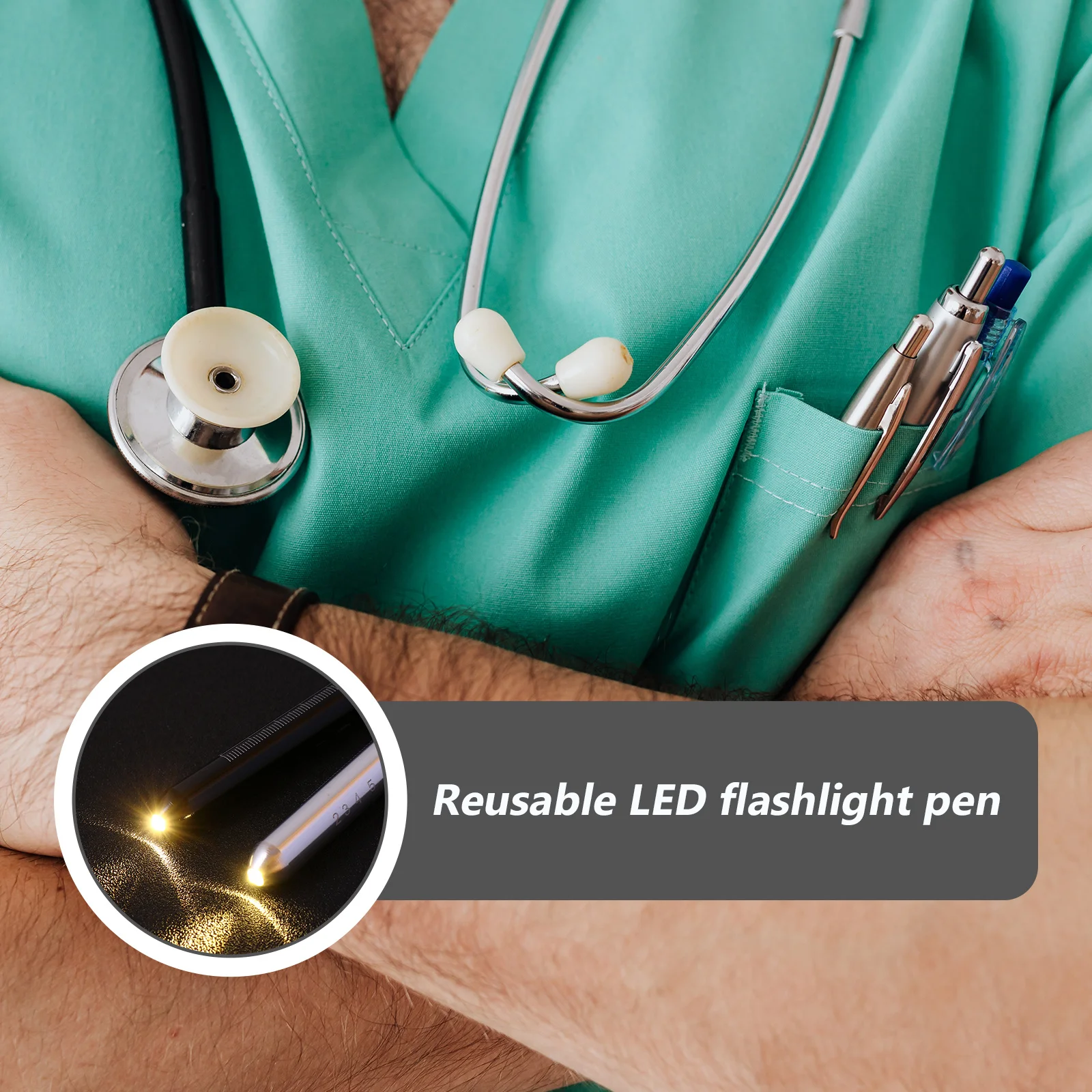 

6pcs Led With Pupil Gauge 5Cm Ruler For Medical Students Compact Reusable Lightweight Sealed Beam Handheld Light Tool