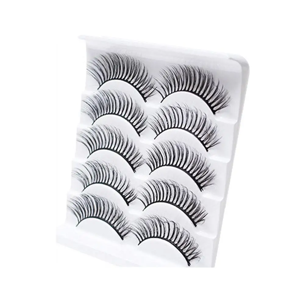 3D False Eyelash 5pair Curly And Versatile Lashes Thick Fake Handmade Glitter 100% Beauty Eyelashes Makeup False Packing K0H9