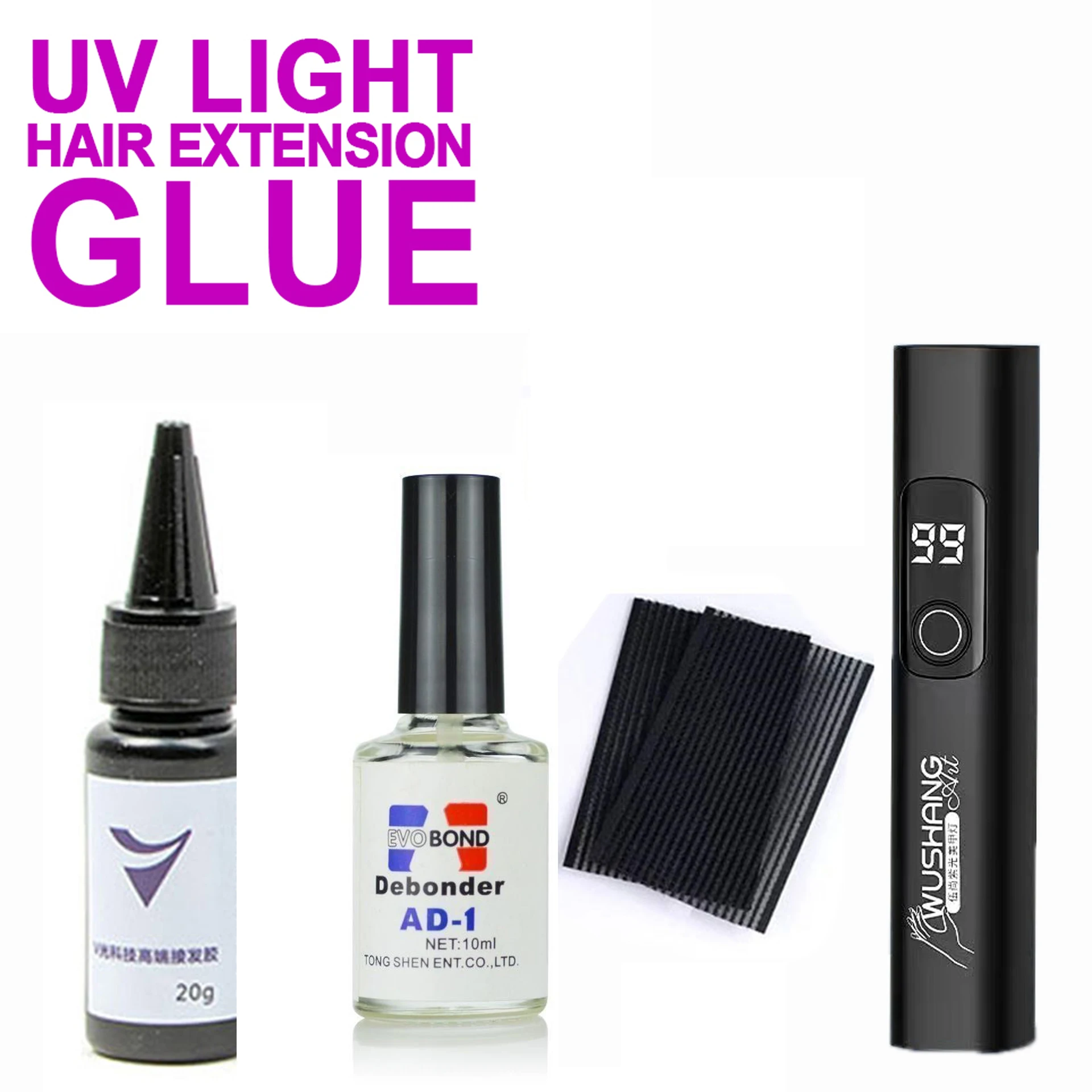 V-Light Hair Extension Glue Set with Remover 20g Clear Transparent Invisible V-Shape Glue for Extensions Whole Price