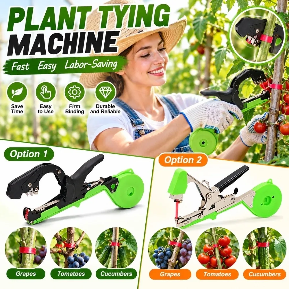 Durable Widened Clamp Plant Tying Machine Fast Tying No Jamming Tapener Garden Tape Tool Branch Binder Vine