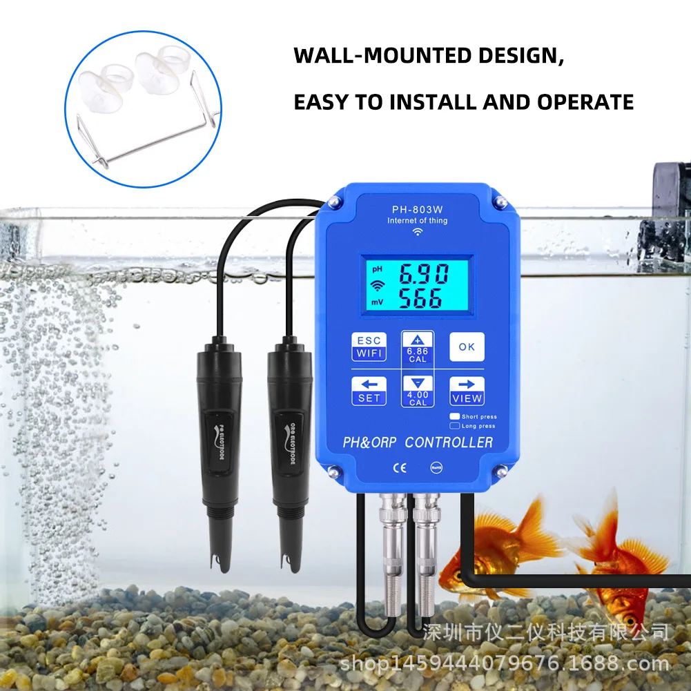 For PH-803W mobile phone wifi monitoring digital acid-base and redox controller controller PH meter online
