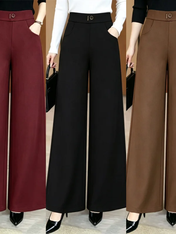 High Waist Wide Leg Pants Women's Casual Fashion Elastic Micro Flared Straight Leg Pants Spring Autumn New Korean Style Slimming