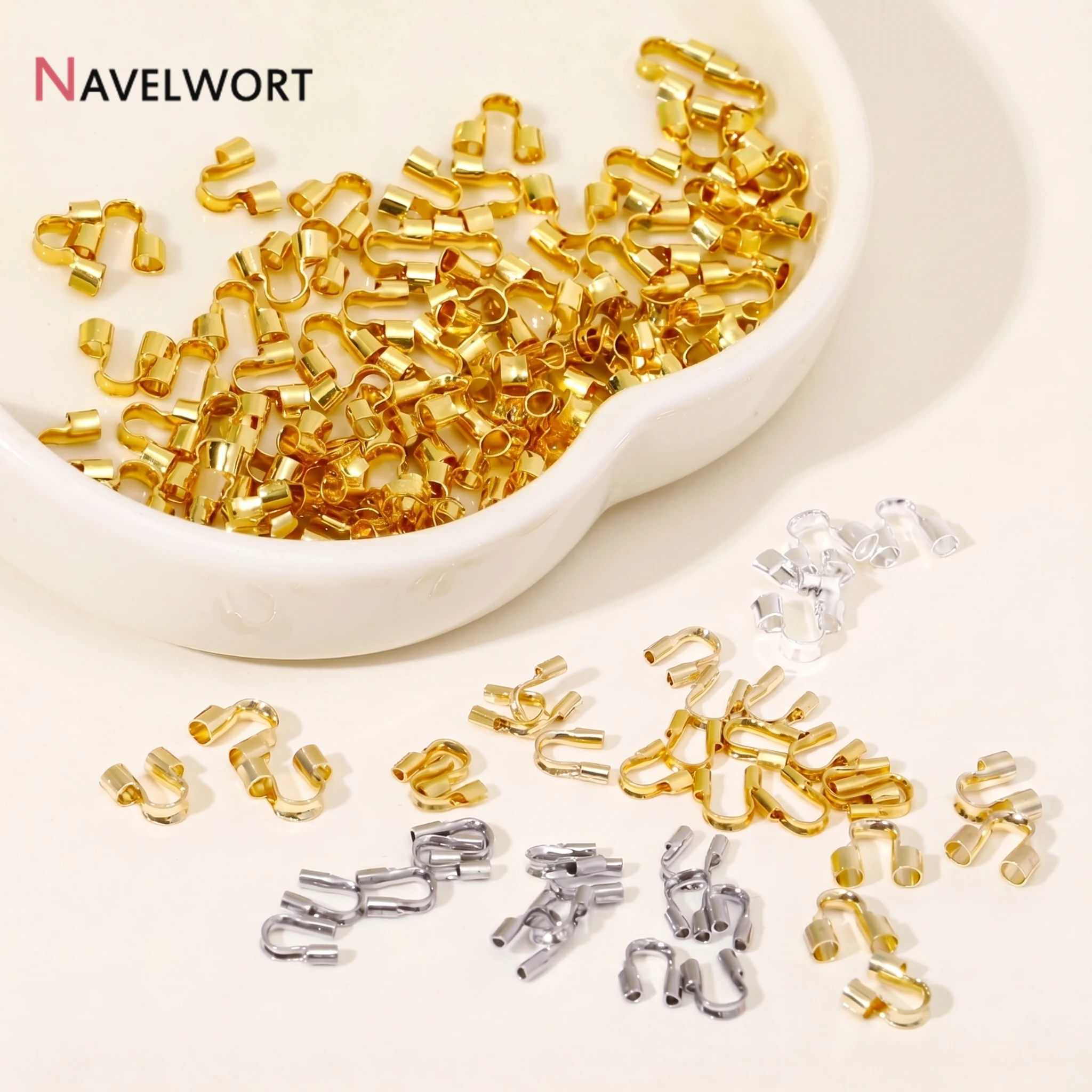 2 Sizes 14K/18K Gold Plated U Shape Clasp Connector Loops Wire Guardian,DIY Jewelry Making Wire Protectors Accessories Wholesale