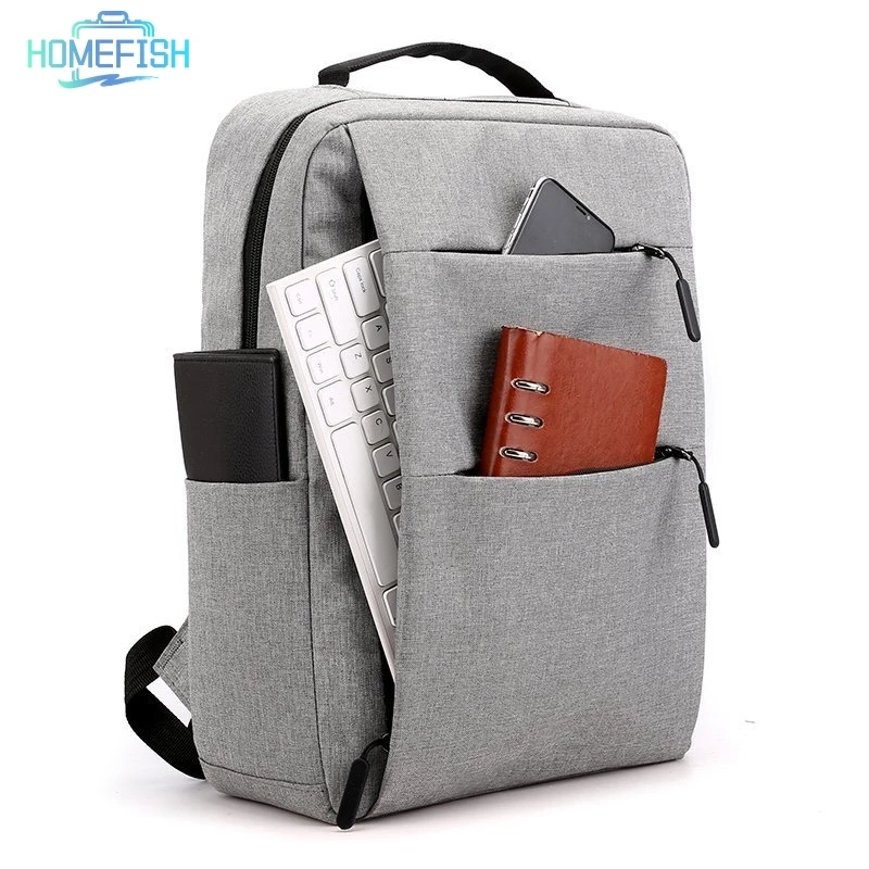 HOMEFISH Unisex Laptop Backpack, Multi-layer Zipper & Large Capacity, 13-15 Inch Business Travel Bag