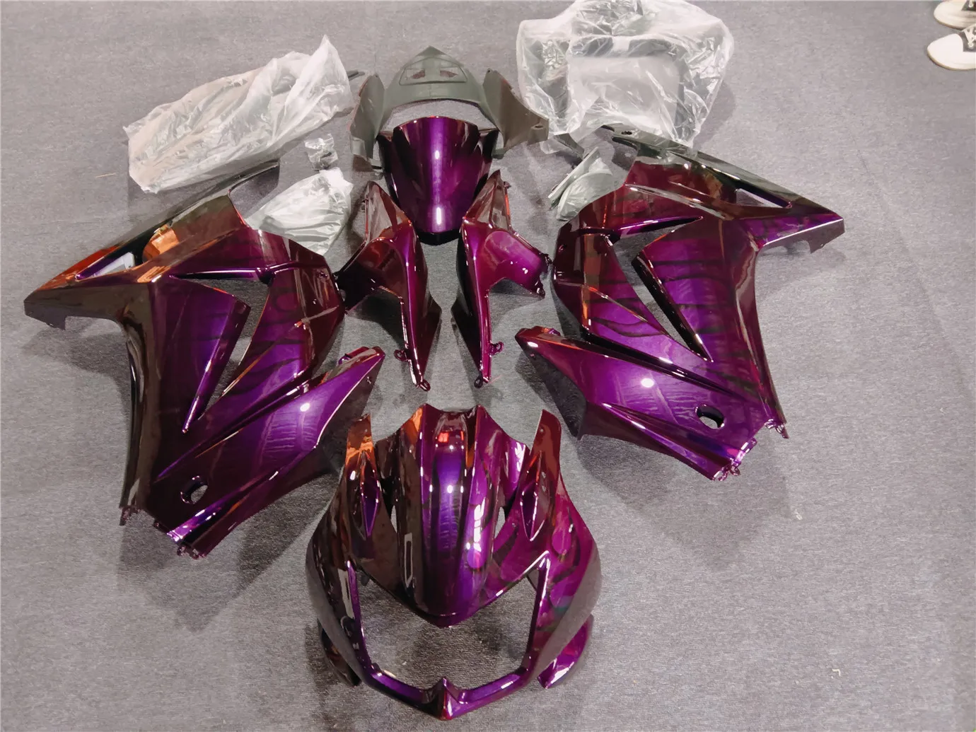 Motorcycle Fairing Set Suitable for Kawasaki Ninja 250 08-12 EX250 2008 2009 2010 2011 2012 Body fairing Black Purple