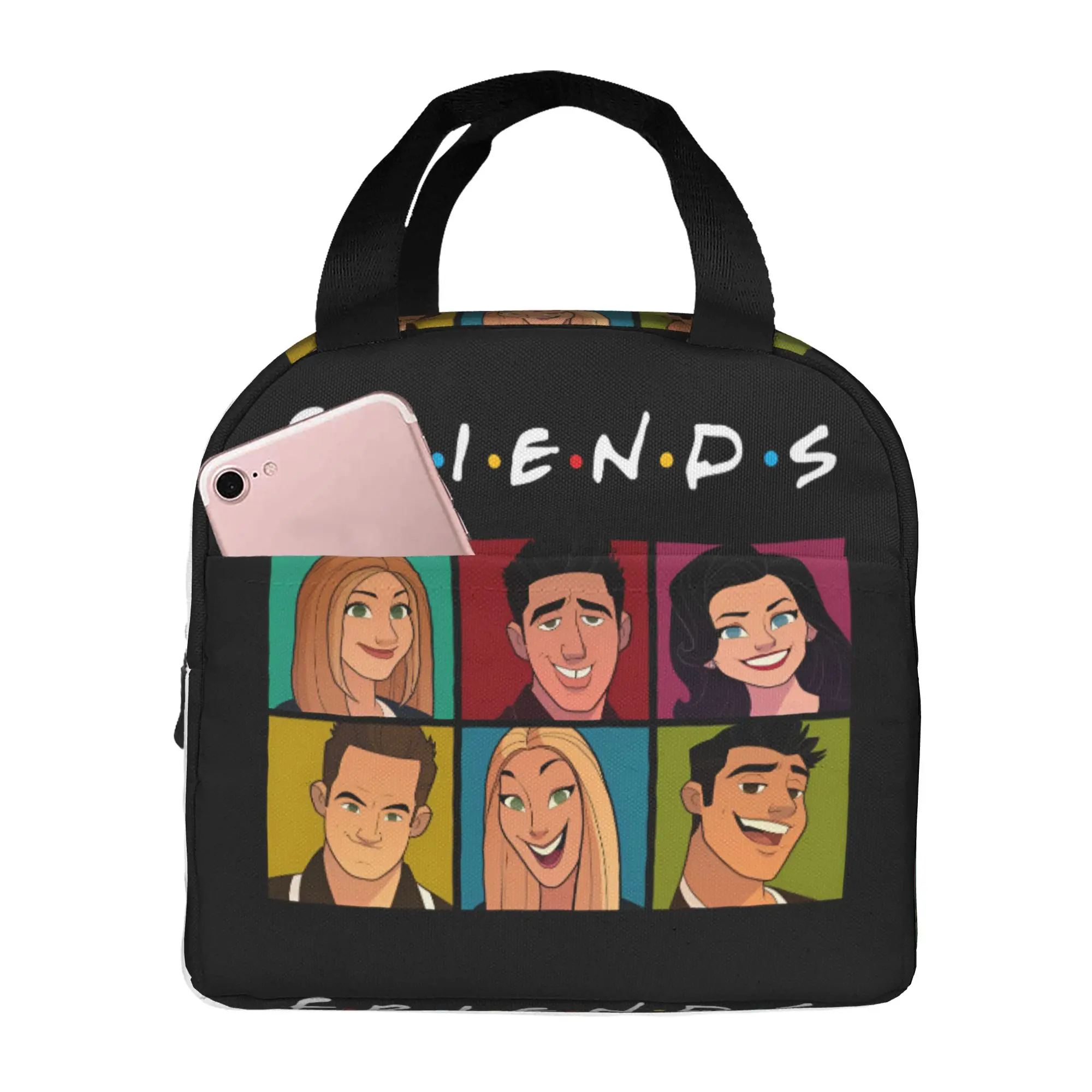 Friends TV Show Lunch Bag Men Women Funny Cartoon Decals Graffiti Cooler Warm Insulated Lunch Box for School