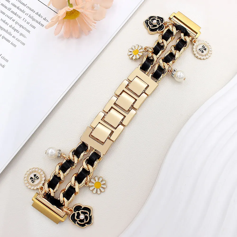 สายนาฬิกาสุดหรูสำหรับ Samsung Galaxy band 20mm Camellia เครื่องประดับแขวนกำไลข้อมือสำหรับสมาร์ทวอช22mm ข้อมือผู้หญิง