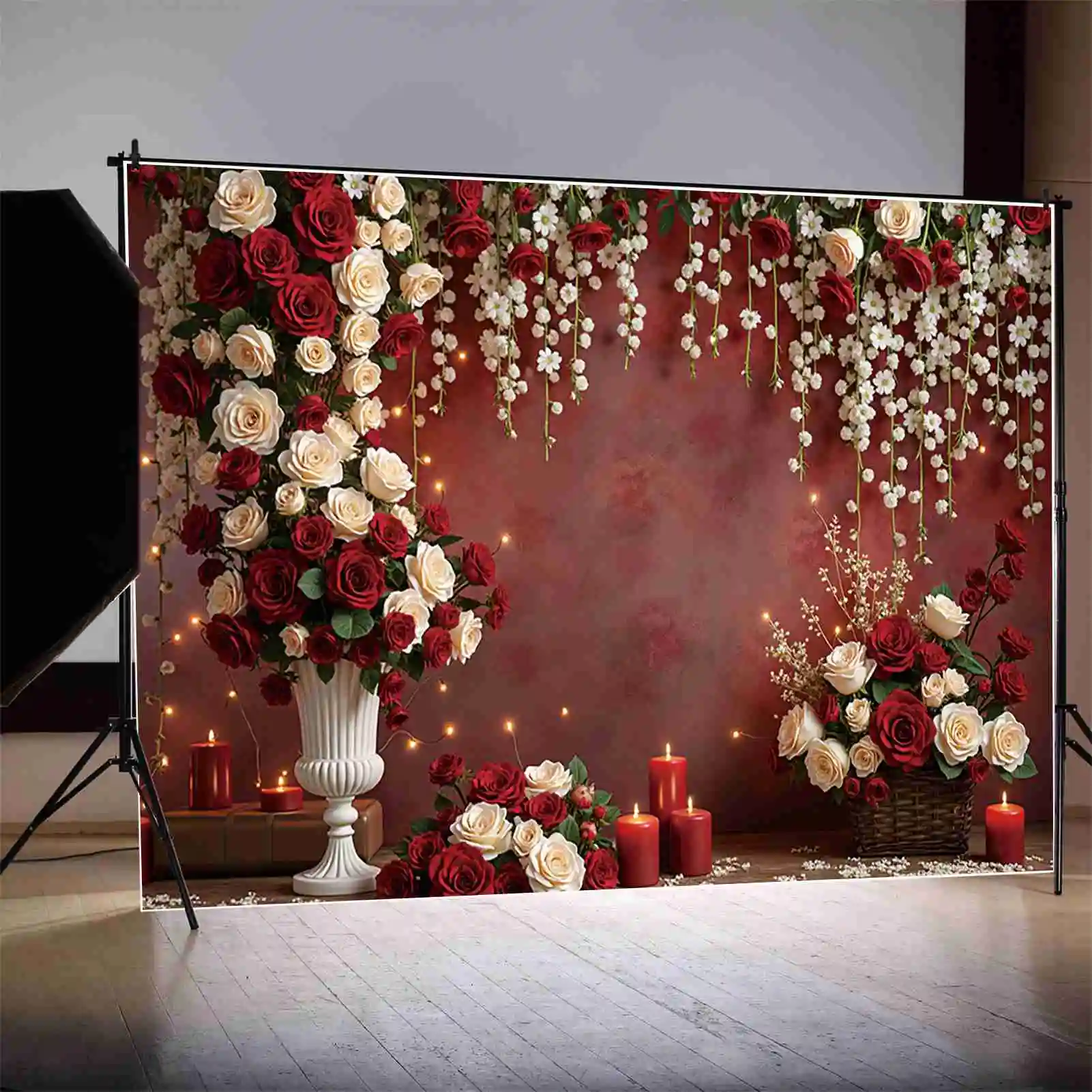 MOON.QG عيد الحب خلفية معلقة زهرة الورد متجر الطوب جدار فوتوزون خلفية عاشق ديكور الحفلات التصوير الملحقات