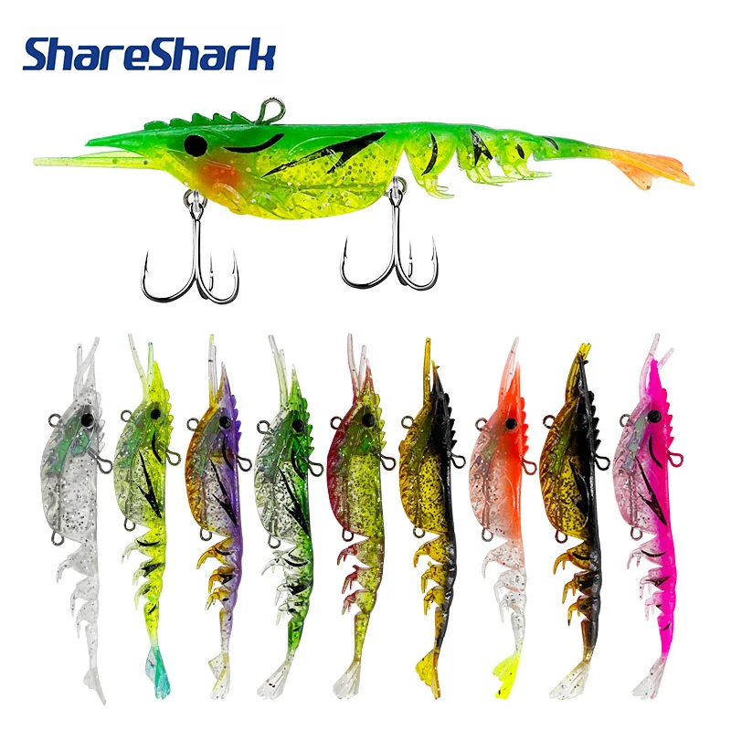 ShareShark 1 Stück Realistischer Garnelen-Angelköder Mehrgelenkiger Softbait Künstlicher Köder für Salz- und Süßwasser