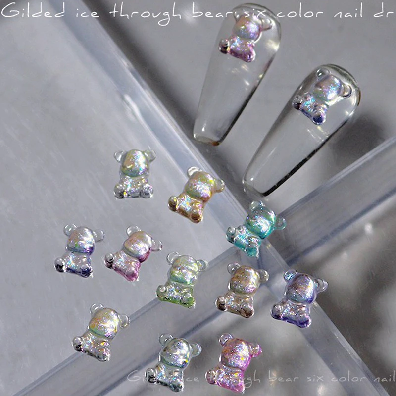 

30PCS Clear 3D Bear Nail Charms Kawaii Accessories Glitter Nail Art Decoration Supplies Crystal Rhinestones Manicure Decor Parts