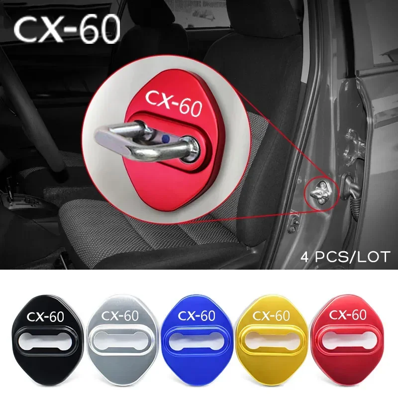 4Pcs Car Door Lock Protect Cover For Mazda CX60 CX-60 Buckle Anti-Collision Protective Covers Shock Absorbing Case Accessories