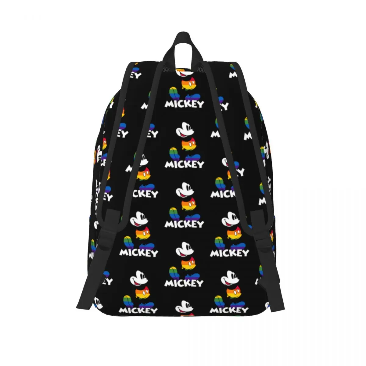 Classic Mickey Rainbow Stripes Backpack for Men Women Casual Student Work Daypack Laptop Computer Canvas Bags Gift