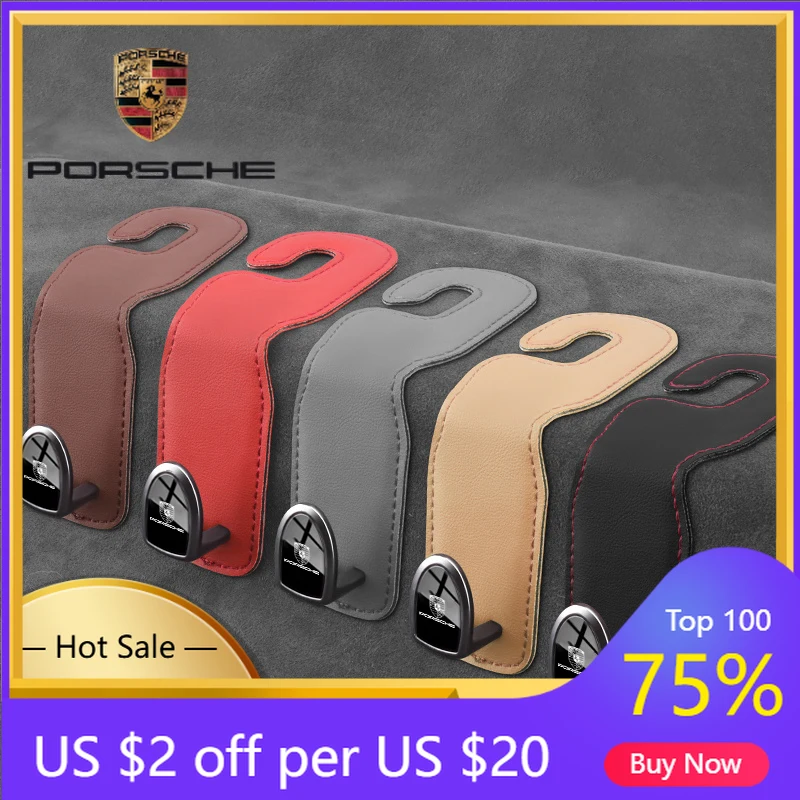 

Car Sticker For Porsche Cayenne Panamera Macan 911 Hooks for Bag Car Seat Headrest Organizer Holder For Porsche 911 Cayenne 918