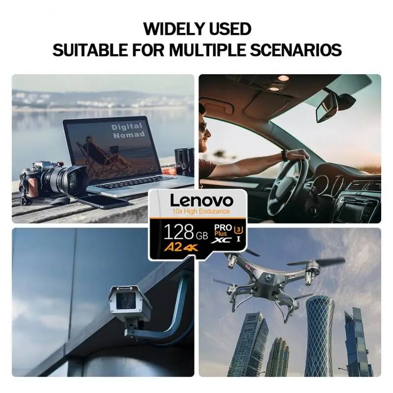 Lenovo-Cartão de Memória de Alta Velocidade, Cartão Micro TF, Cartão SD, UHS-I, Class10, 256GB, 128GB, 512GB, 1TB, V60, Compatível com Nintendo Switch Games