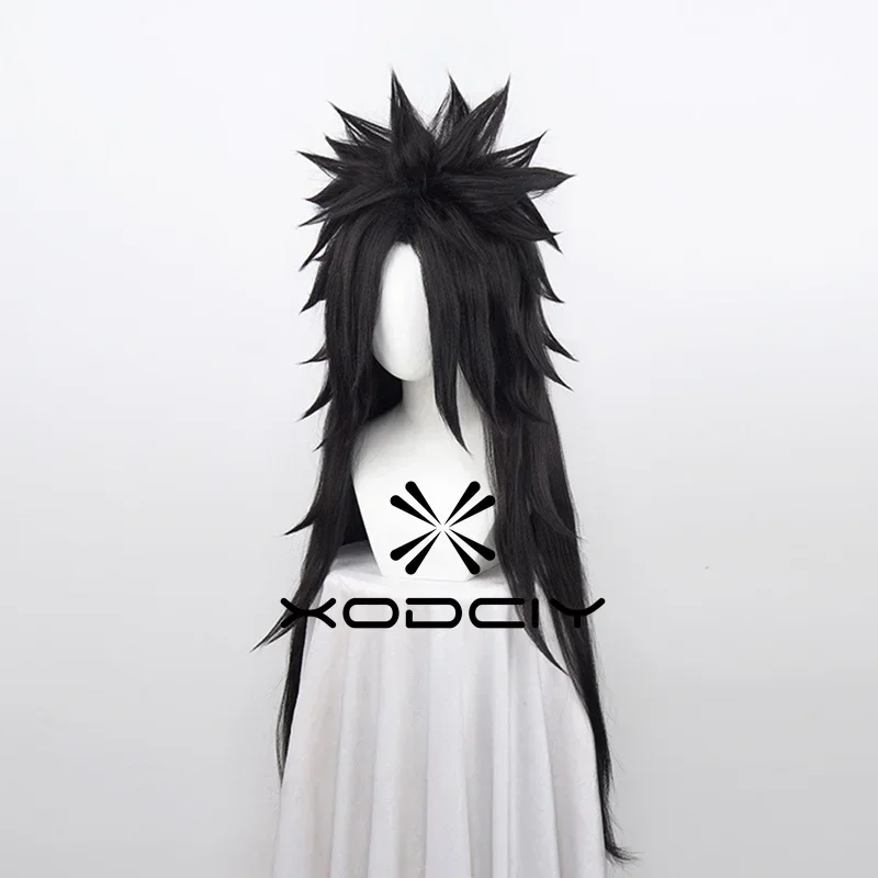 UchihaMadara парики аниме косплей парики Учиха Мадара косплей парики длинный черный парик из синтетических волос бесплатная шапочка для парика