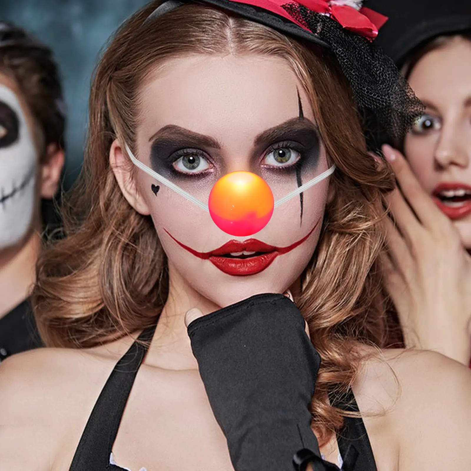 

Red Light Up Clown Nose Glowing Flashing Clown Costume Halloween Cosplay Party Prop Novelty Accessory Red Circus Nose