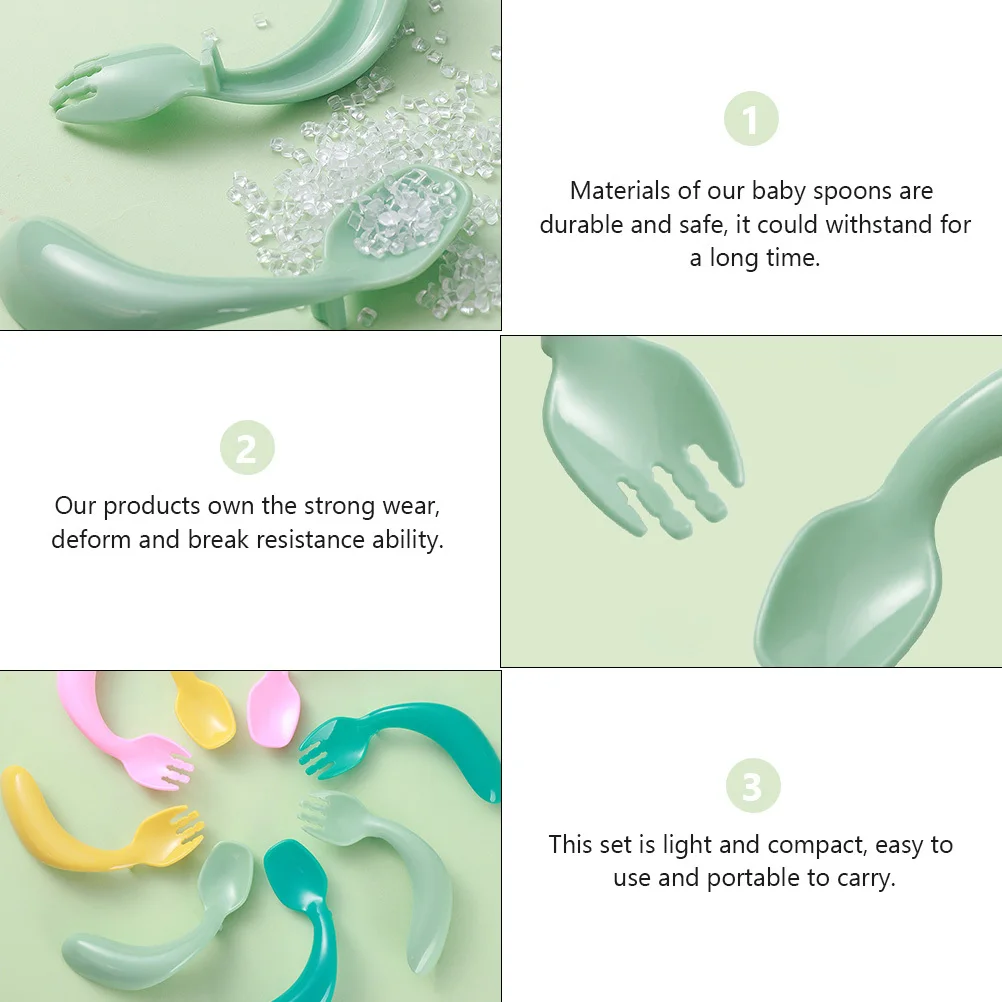 1 مجموعة انحناء الطفل شوكة ملعقة المدمجة طفل أدوات المائدة دائم آمنة المحمولة انحناء الطفل شوكة ملعقة أدوات المائدة الاطفال #1