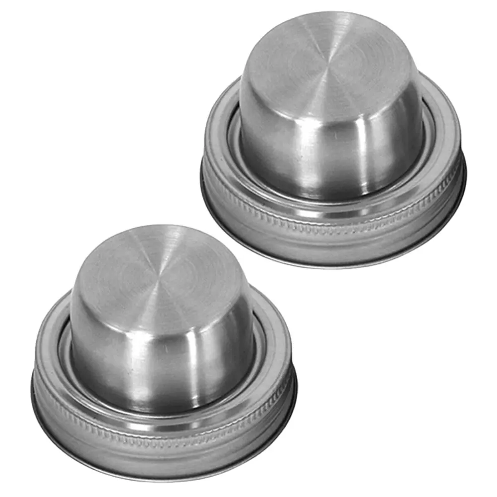

2Pcs Stainless Steel 304 Cocktail Shaker Lid for Mason Jar Straw Spout Dispenser Mason Jar Lids Flour Sifter Pepper