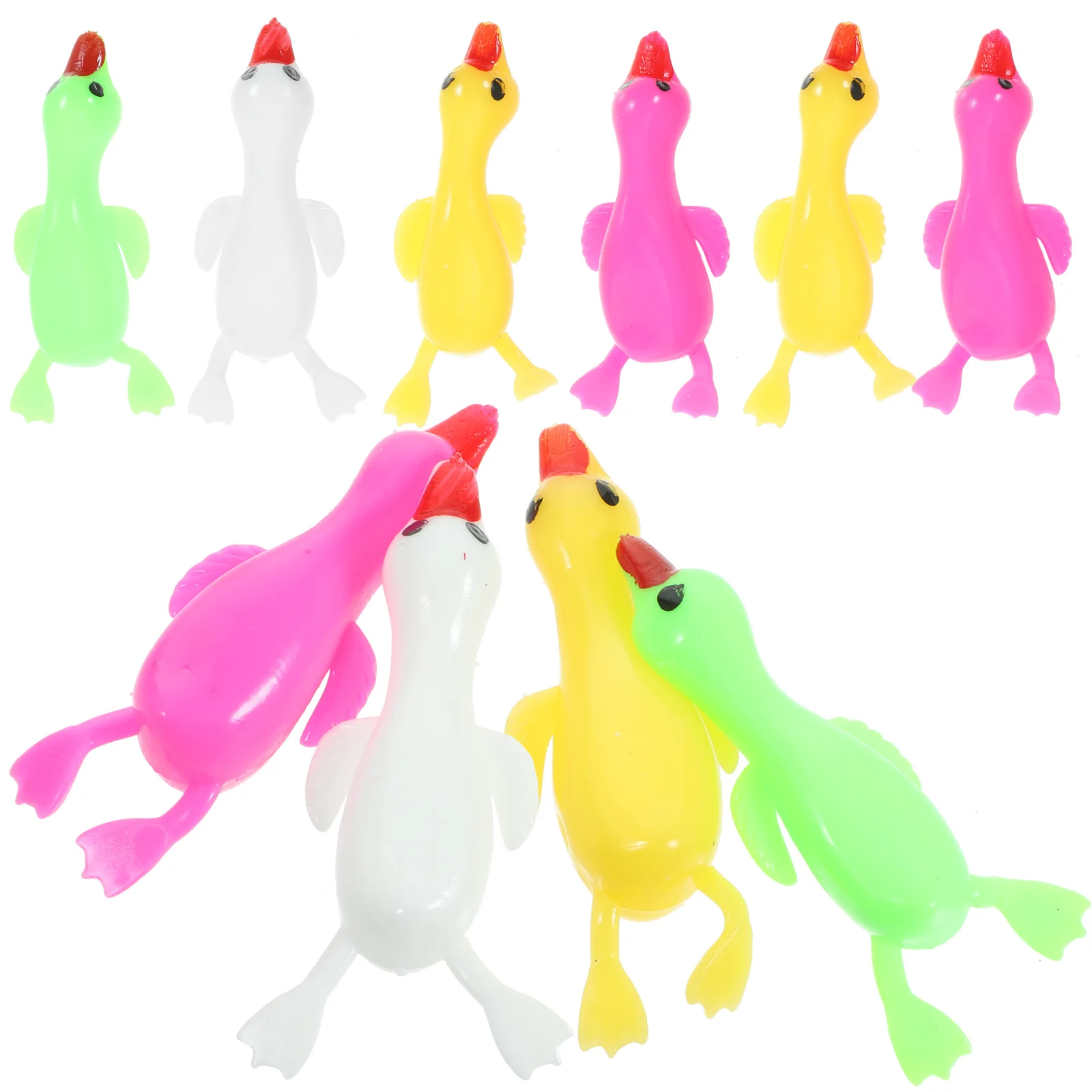 10 Pcs Finger Flick White Goose Toy Party Favor Children Toys Kids Stretch Stretchable Animals Favors Duck