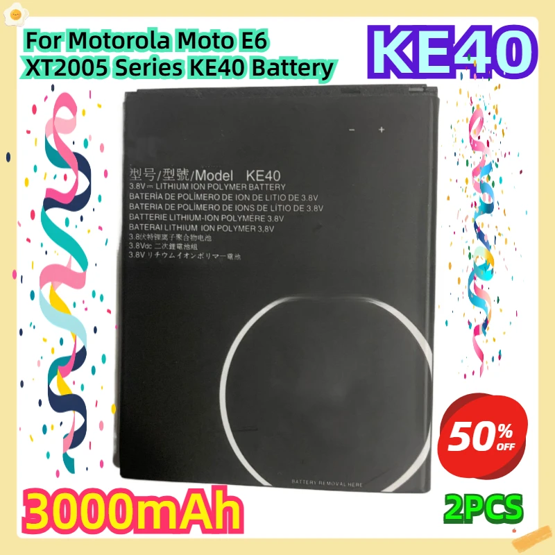 

For Motorola Moto E6 XT2005 Series KE40 3000mAh Battery 2pcs