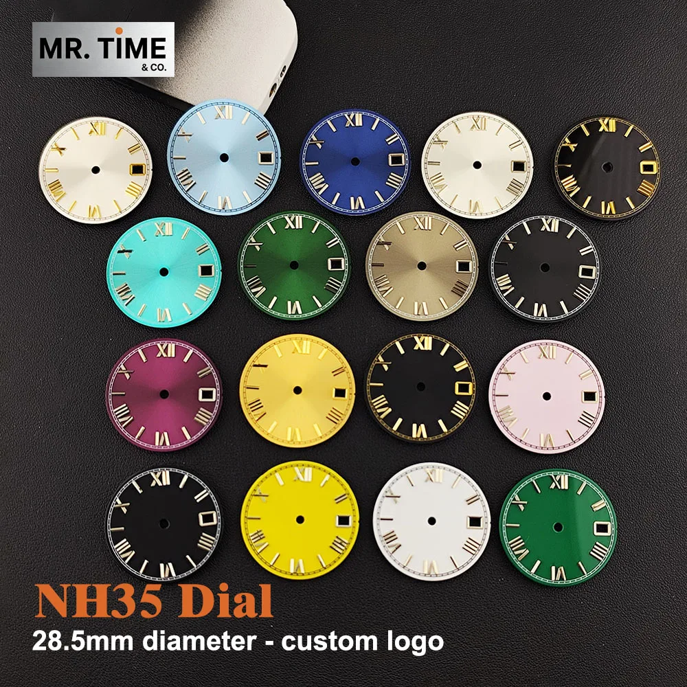 28.5mm Roman numeral NH35 dial men's dial custom logo suitable for NH35 movement NH35 case watch accessories