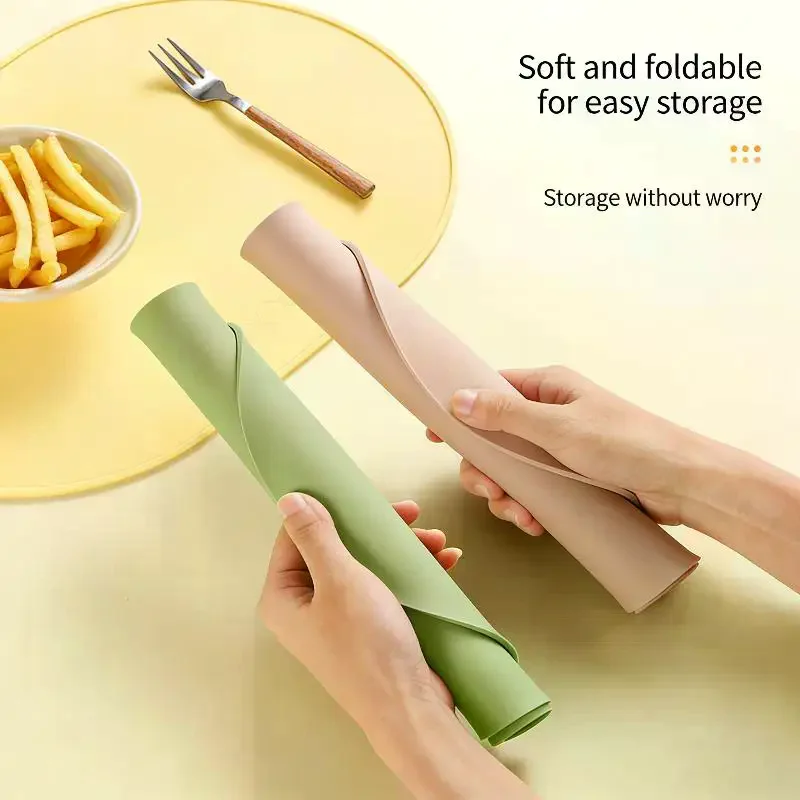 2/4PCS Silicone Placemats Heat Resistant Reusable Portable Waterproof Stain Resistant Easy To Clean Dining Table Mat