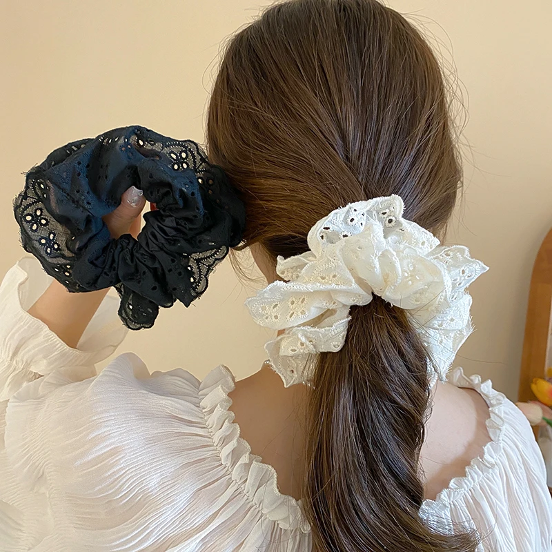 Hollow Lace Large Intestine Hair Ties for Women Korean Sweet Simple Versatile Ins Ponytail Spring Ropes Fine Fashion Accessories