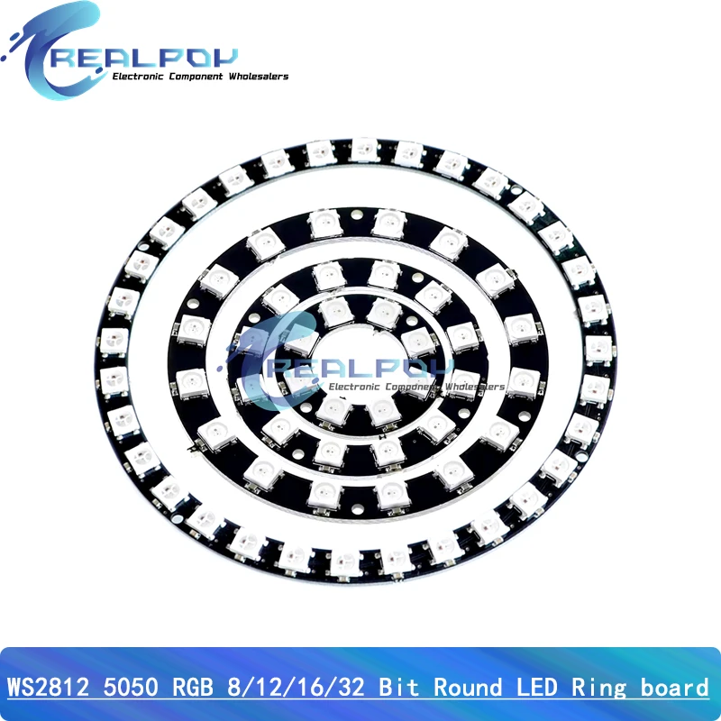 WS2812B LED Pixel Individually Addressable Ring 8/12/16/32 Bits Leds WS2812 Built-in IC Full Color Circle Led Modules Light DC5V