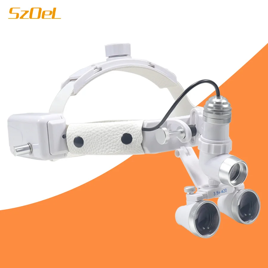 Dental 2.5X/3.5X Head Mounted Loupe, Equipped 5W High Brightness Spotlights, Suitable for Otolaryngology and Oral Surgery