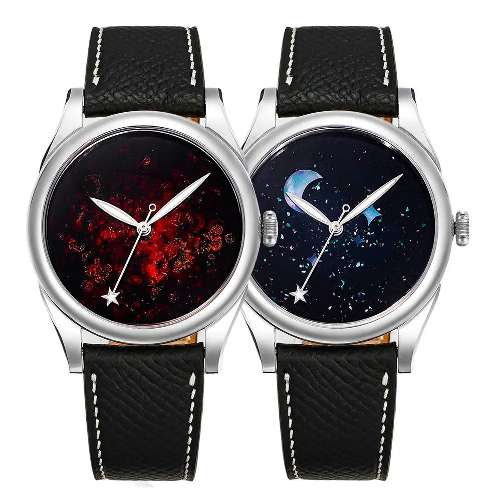 Intangible Cultural Heritage Lacquer Luodian Starry Sky Dial Mechanical Watch 50m Waterproof Sapphire Crystal Men's Watch