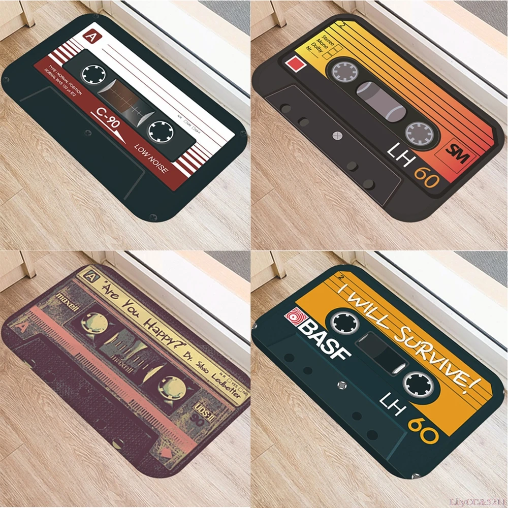 Music Tape Printing Home Decor Rug Non-slip Door Mat Vacuum Kitchen Bedroom Bathroom Floor  Entrance  Decorative 