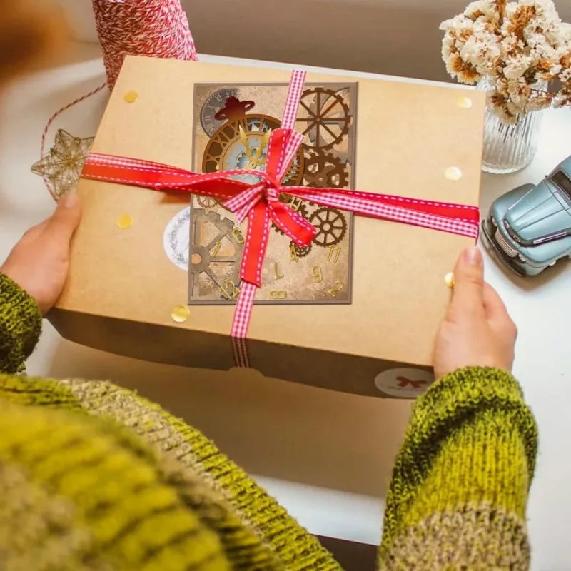 2 قطعة ساعة الجيب الكربون الصلب قطع يموت الإستنسل ساعة الوقت موضوع قالب النقش يموت تخفيضات أداة DIY بها بنفسك بطاقة صنع #5