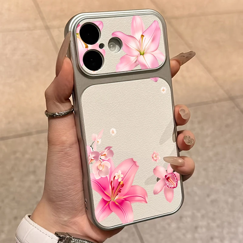 Luxury Pink Floral Leather Texture Case For Samsung Galaxy S26 S25FE S24 Ultra S23 S22 S21 A17 A37 A57 A56 A55 A54 A26 A25 Cover