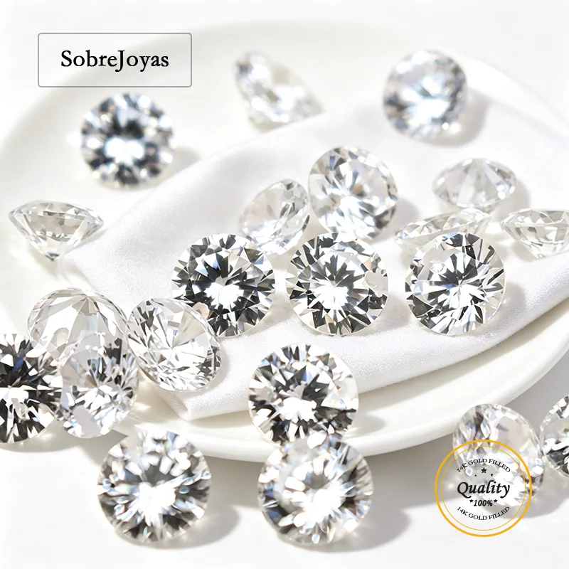 

4-8mm round White Cubic Zirconia Stone 3A-Quality Single Hole for DIY Jewelry Making Loose Zircon