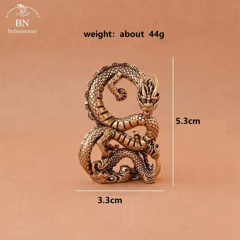 Solid Brass Zodiac Dragon Small Statue, Desktop Ornament, Chinese Mythical Beast Figurines, Home Feng Shui Decorations, Crafts