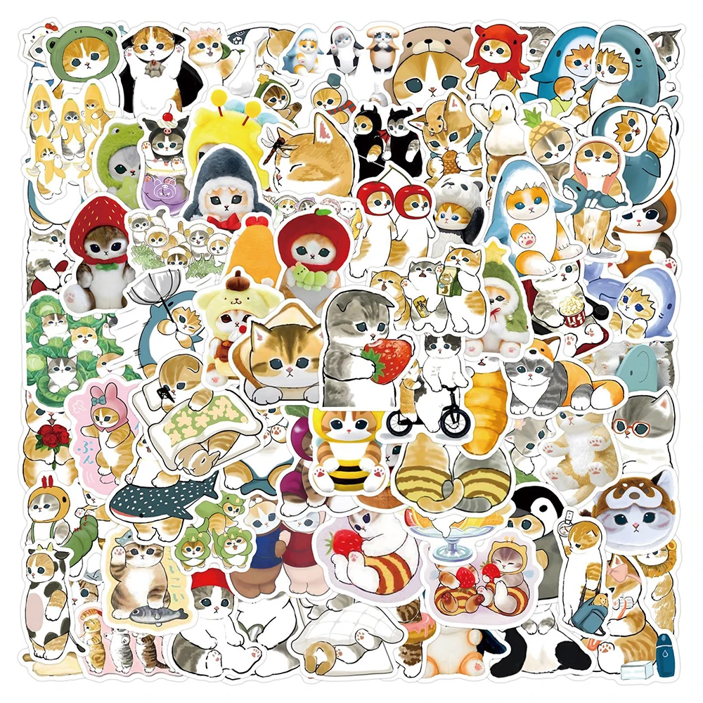 10/30/50/110pcs Mofusand Cat Cartoon Stickers Kawaii Animal Kids Decals Toys Scrapbook Guitar Helmet Notebook Cute Vinyl Sticker