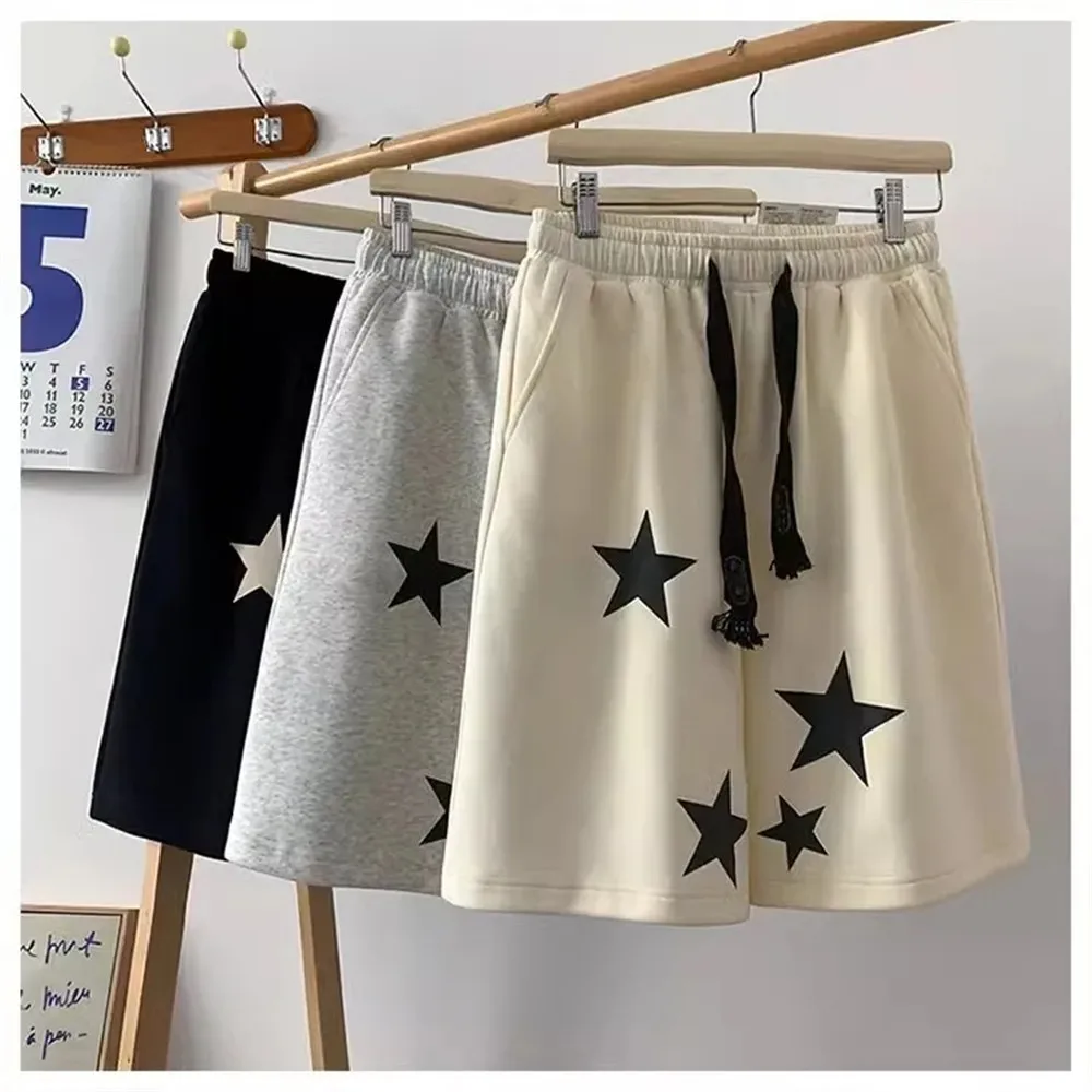 Y2k Summer Shorts Women Five-pointed Star Loose Print Harajuku Sweatshorts Streetwear Hip Hop High Waist Chic Emo Fashion Shorts