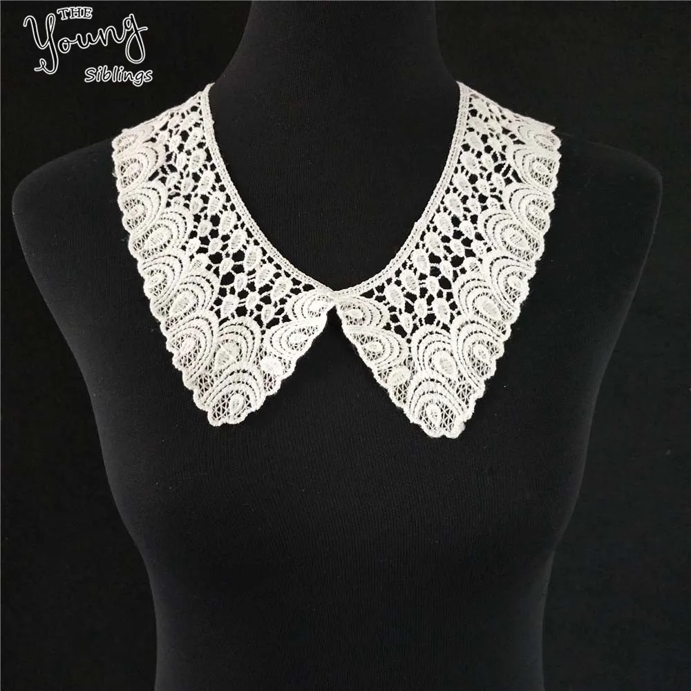 Hot sale White Lace Collar Guipure Floral Lace Fabric Trim DIY Embroidery Lace Neckline Sewing Applique trim Clothing Accessory