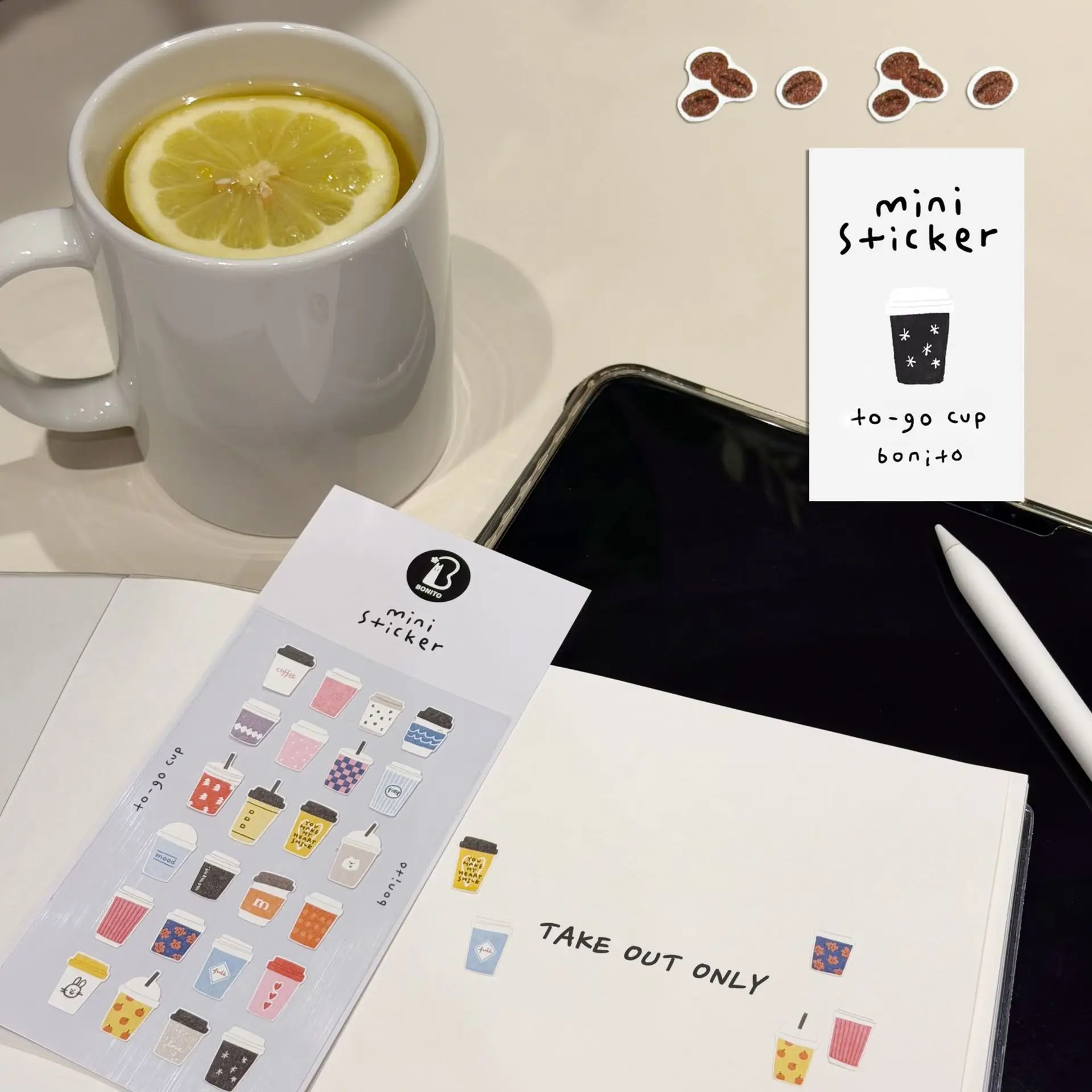 BONITO Mini Coffee Light Meal Space Cartoon Stickers Scrapbooking Diy Journal Diary Cute Stationery School Sticker Gift