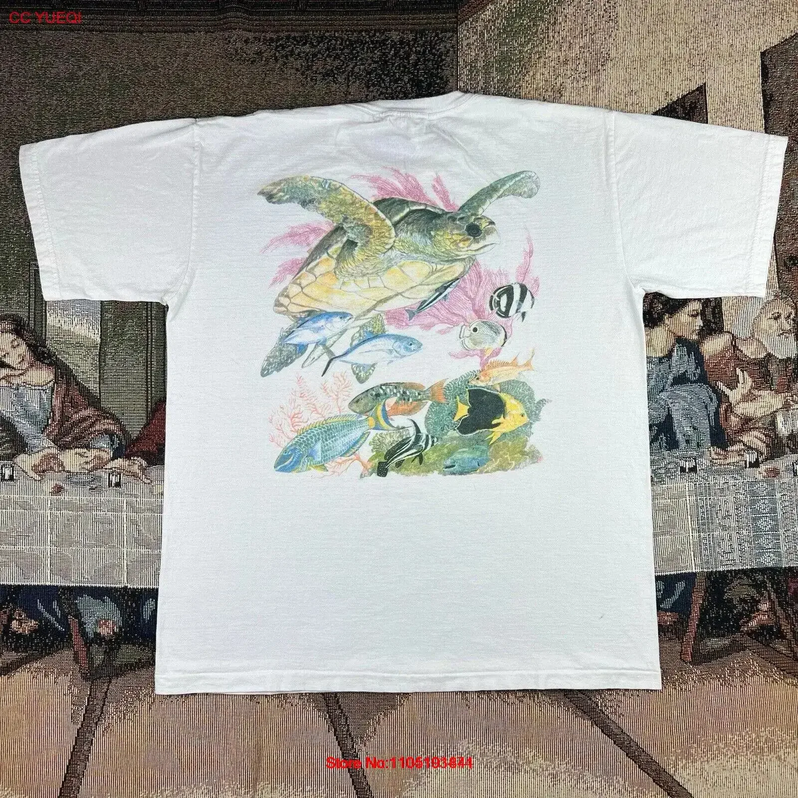 Vintage Cozumel Reef Protector T Shirt Adult Large White Ocean Sea Turtle Fish vintage Washed Slightly Casual streetwear