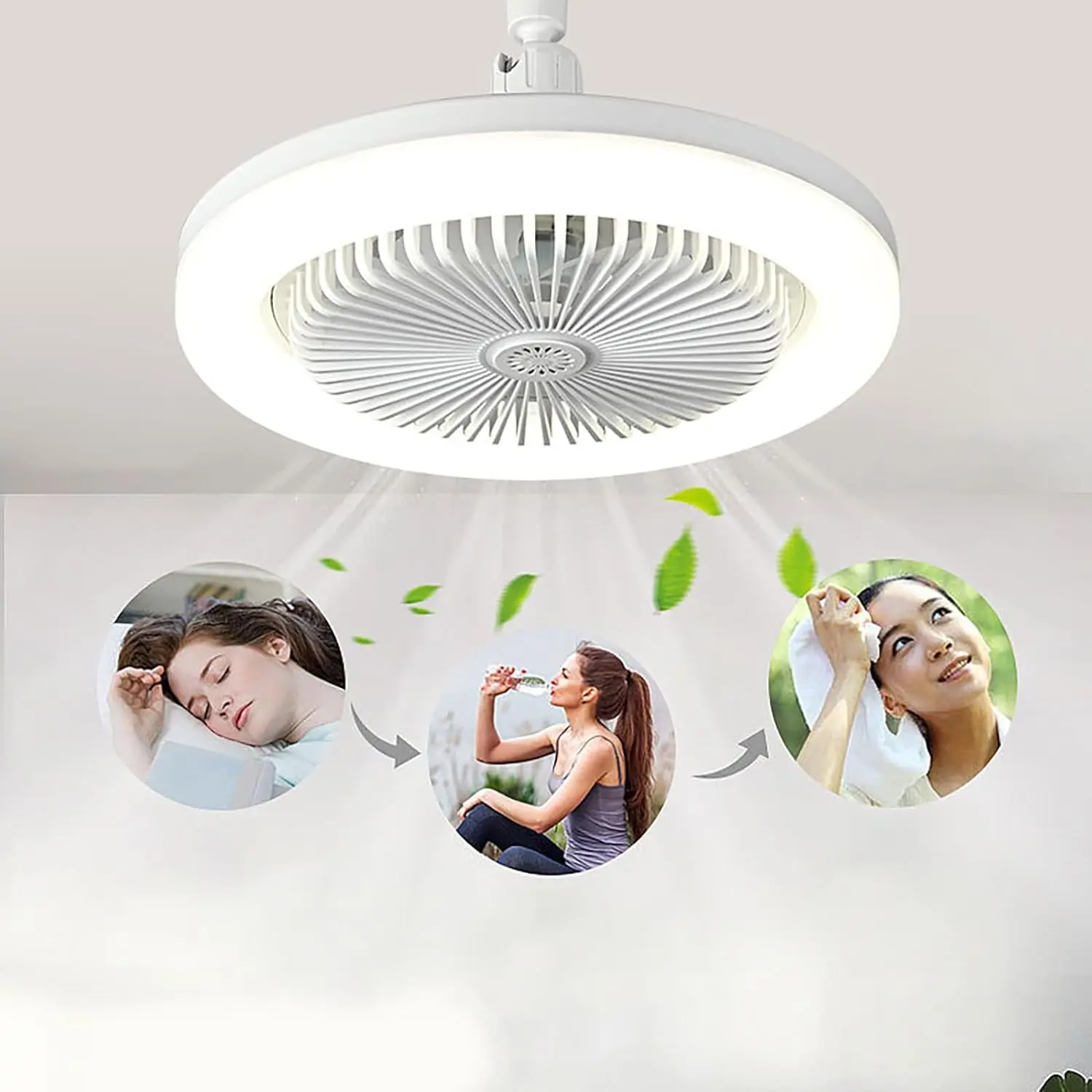 Socket Ceiling Fan Ceiling Fan With Light Mini 10 inch Ceiling Fan Screw-in Cooling Ceiling Fan with Light E27 Base Mini Fans