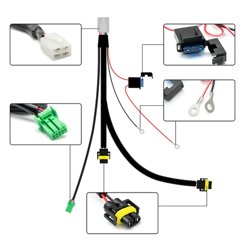 Imagen 2 del producto Interruptor + relé + arnés de cableado H11 880 881 luces antiniebla para Nissan Qashqai J11 Juke Note Sentra Leaf x-trail Pathfinder Maxima