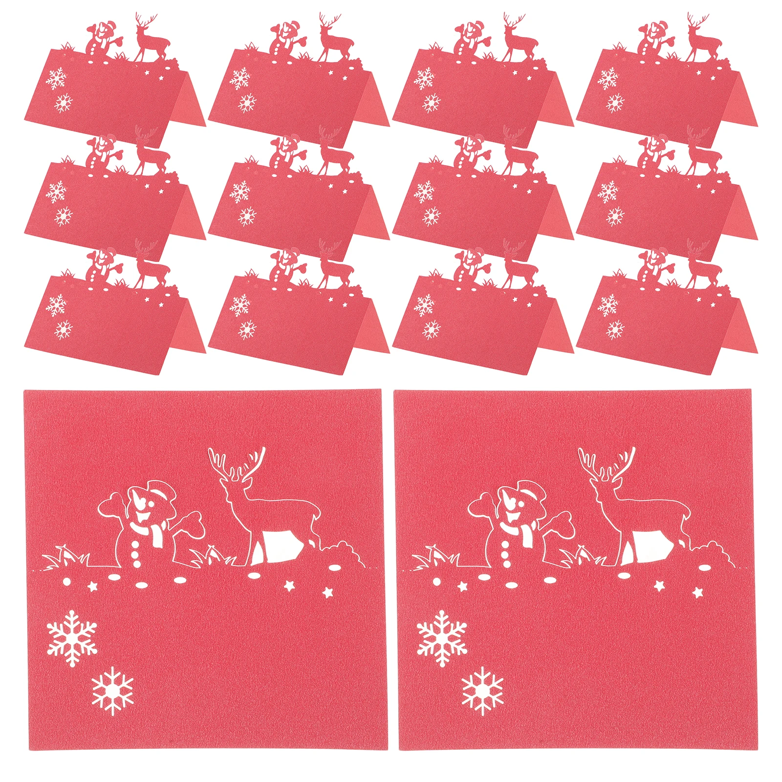 

50Pcs Seating Cards Holiday Reindeer Snowman Design Elegant Table Name Tags for Christmas Gathering Wedding Reception Place