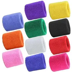 Bracelet de sport en coton absorbant, 2 pièces, couleur unie, respirant, à séchage rapide, pour le Tennis, le Fitness, la protection